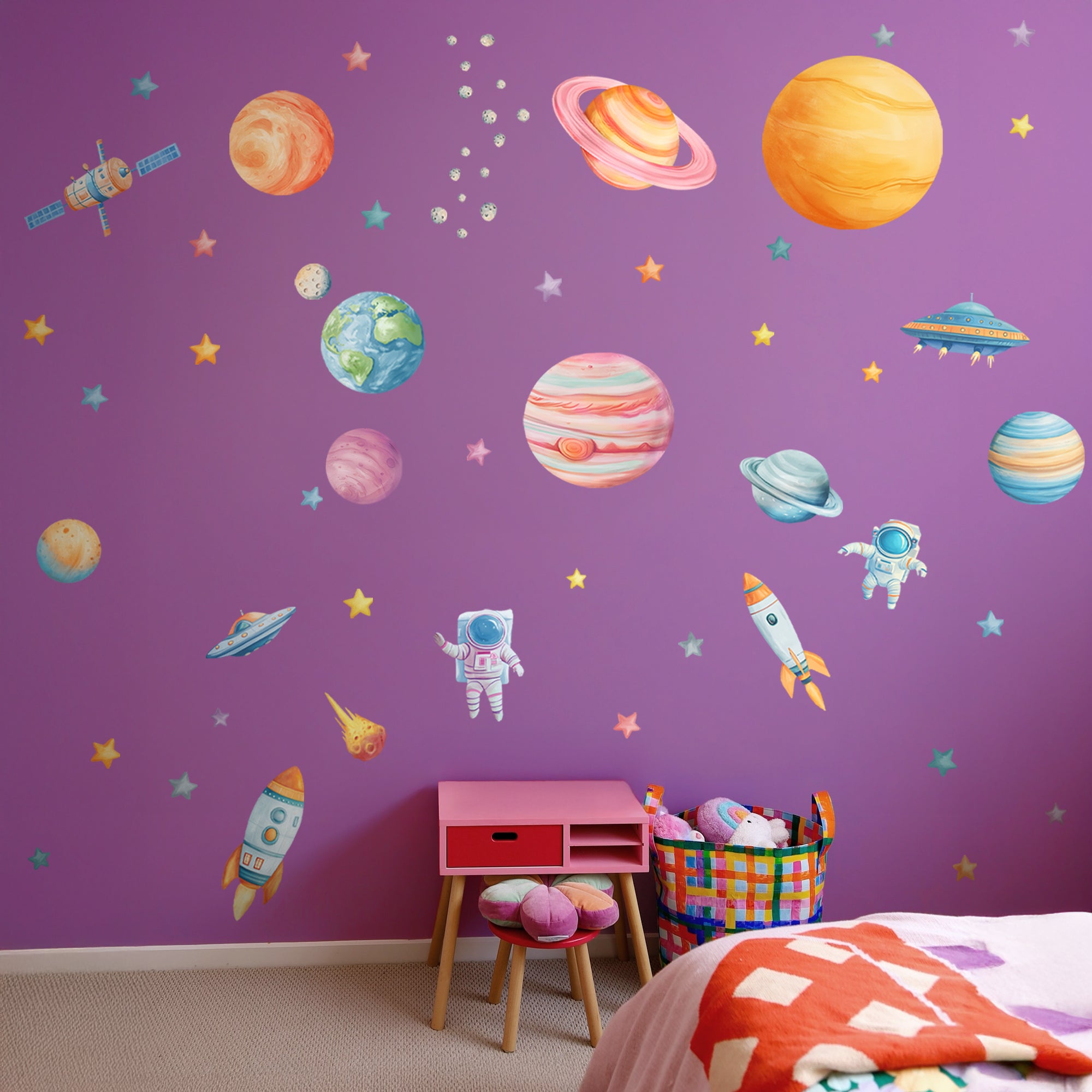 Uzay Temalı Çocuk Odası Duvar Sticker Seti