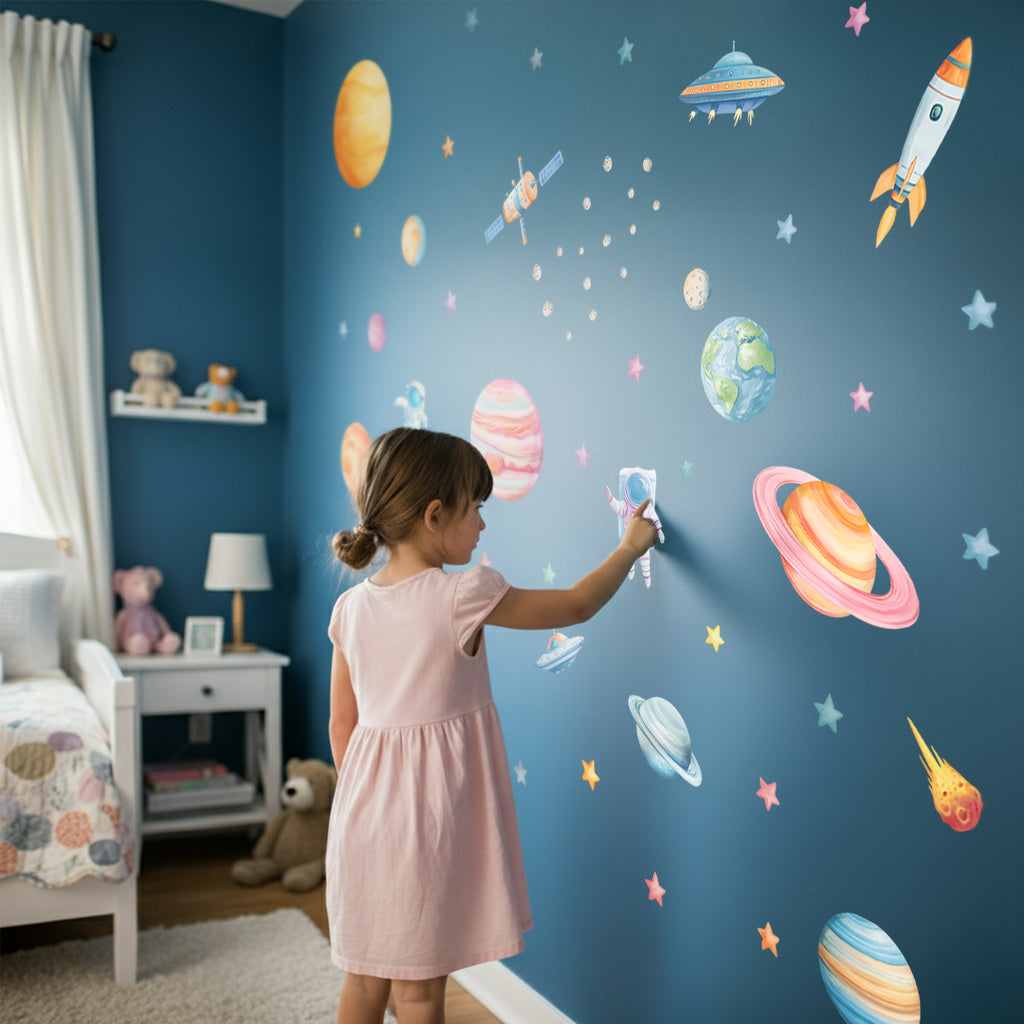 Uzay Temalı Çocuk Odası Duvar Sticker Seti