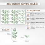 Suluboya Yeşil Yapraklar Duvar Sticker Seti – Doğal ve Minimalist Duvar Dekoru