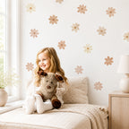Pastel Papatyalar Duvar Sticker Seti – Çiçek Desenli Çocuk Odası Dekoru
