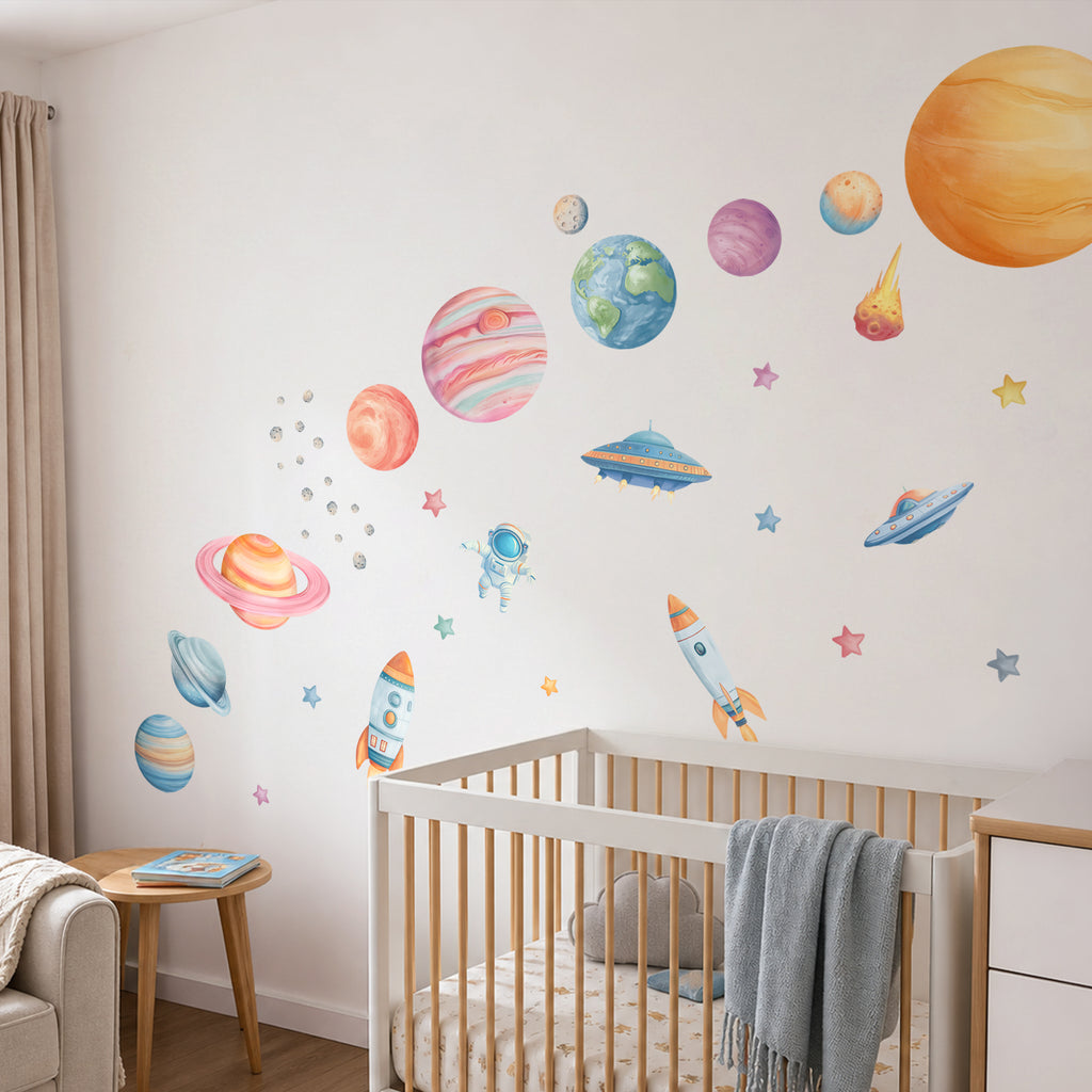 Uzay Temalı Çocuk Odası Duvar Sticker Seti