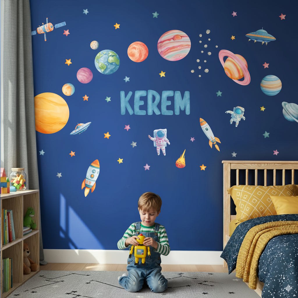 Uzay Temalı Duvar Sticker Seti