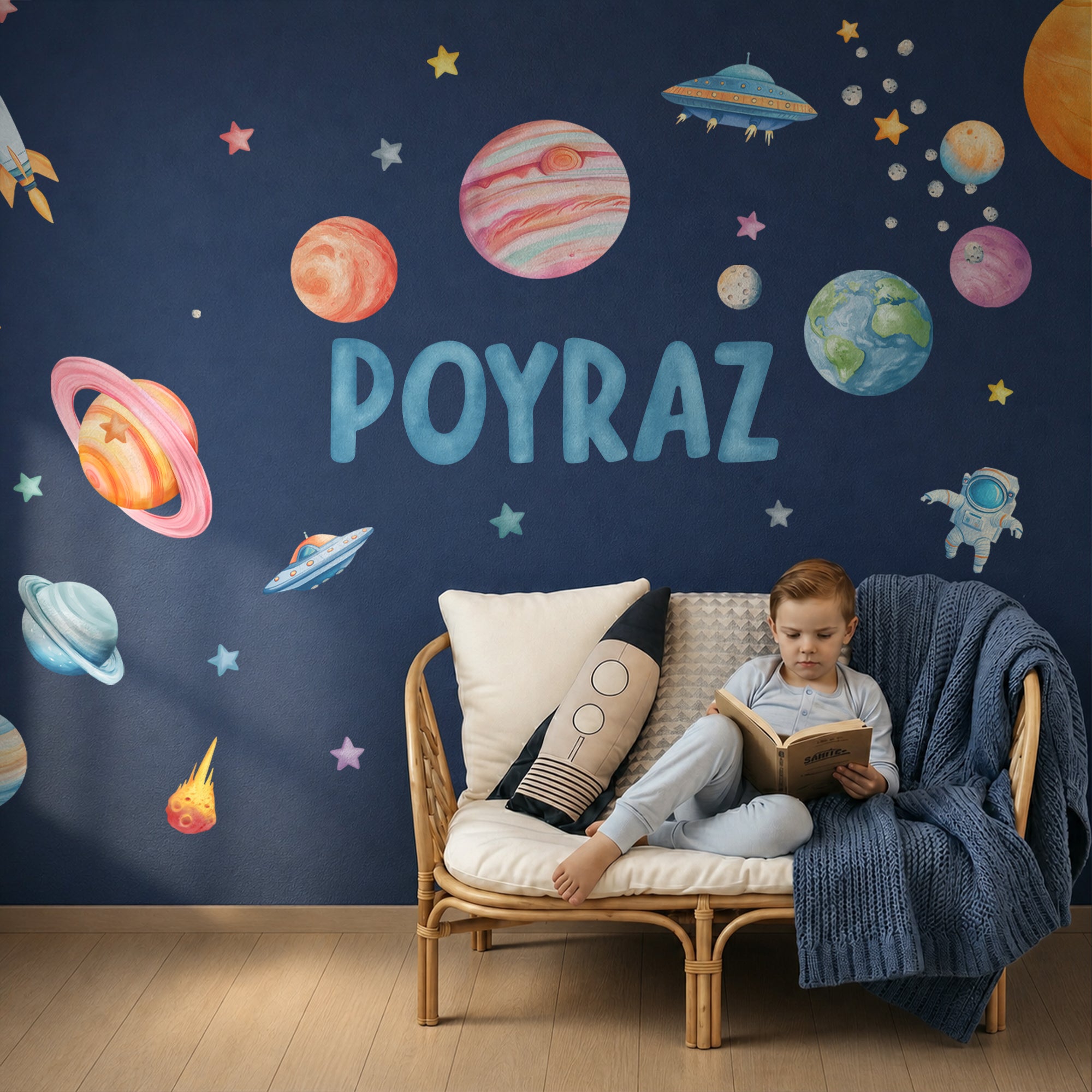 Uzay Temalı Duvar Sticker Seti