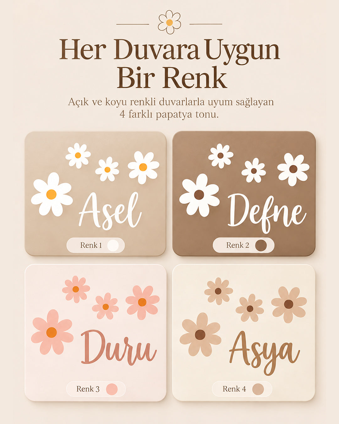 Kişiye Özel Papatya Duvar Sticker Seti