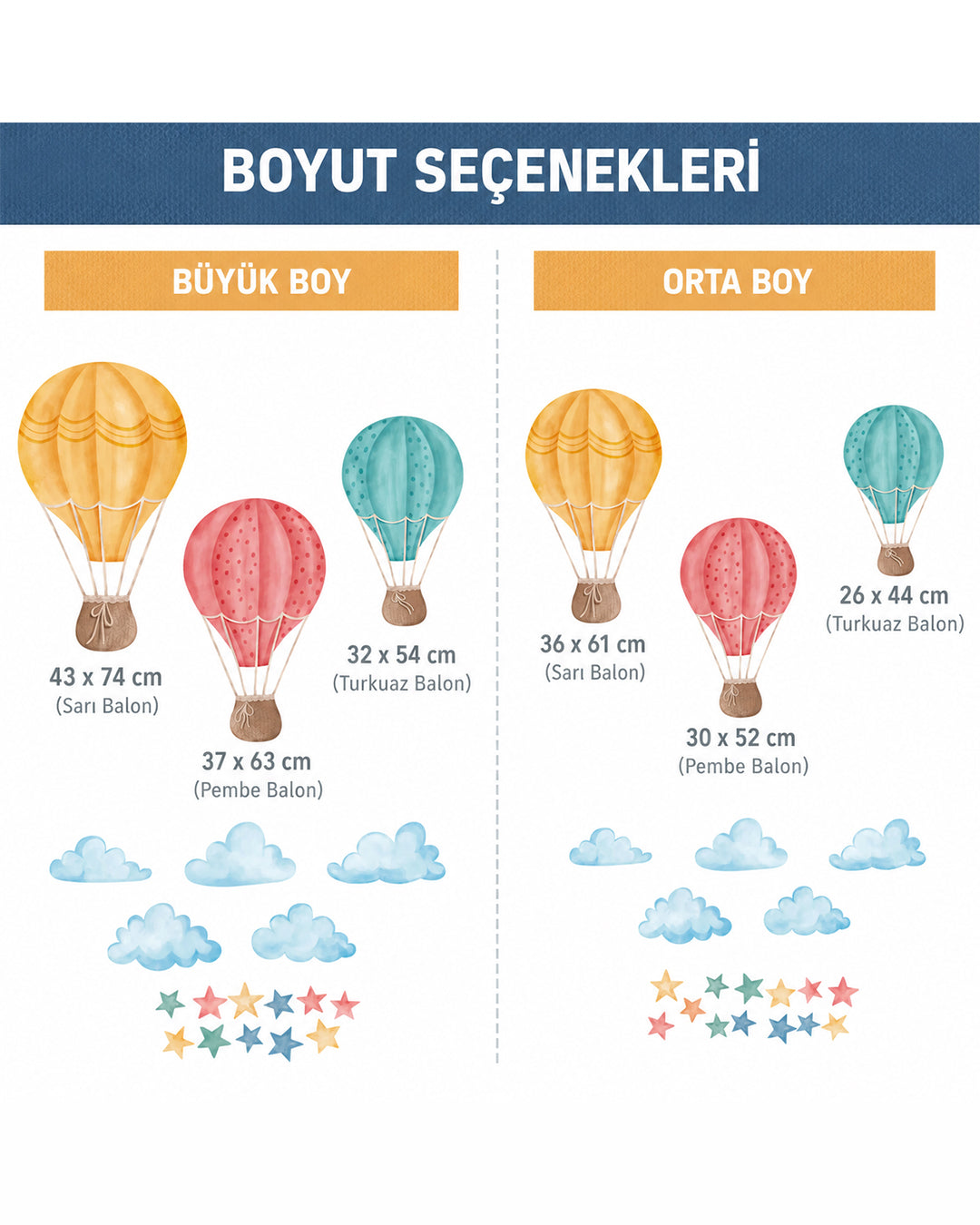 Sıcak Hava Balonları Duvar Sticker Seti