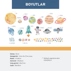 Kişiselleştirilebilir Uzay Temalı (SOFT) Duvar Sticker Seti