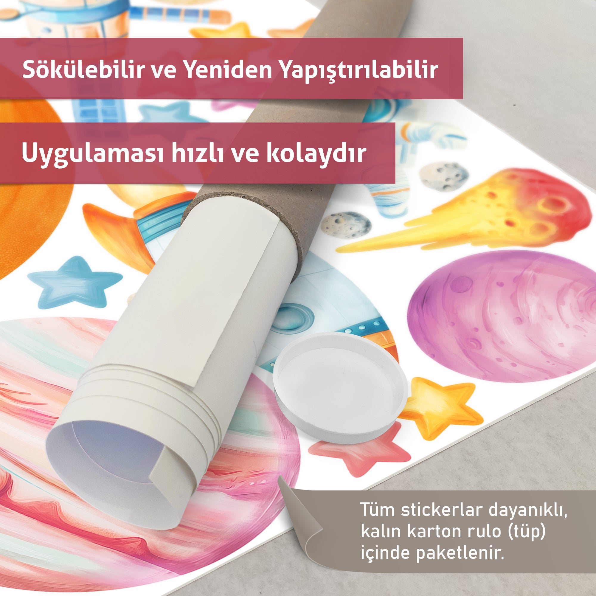 Uzay Temalı Çocuk Odası Duvar Sticker Seti