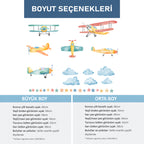 Kişiselleştirilebilir Uçaklar ve Bulutlar Duvar Sticker Seti
