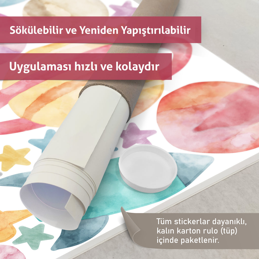 Kişiselleştirilebilir Uzay Temalı (SOFT) Duvar Sticker Seti