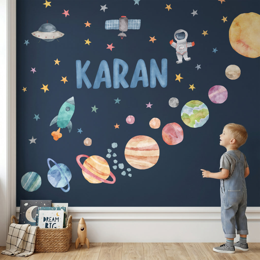 Kişiselleştirilebilir Uzay Temalı (SOFT) Duvar Sticker Seti